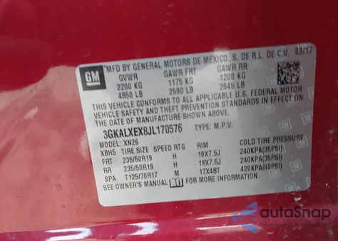 2018 GMC Terrain Denali z USA, uszkodzony, nr VIN 3GKALXEX8JL170576